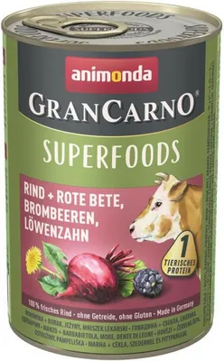 Immagine prodotto di Animonda GranCarno Adult Superfoods Manzo e Barbabietola, More, Tarassaco 400gx6