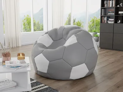 Obrázek produktu pro Sedací pytel ve tvaru míče AMADEO - bílý / šedý