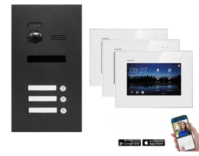 Produktbild von WLAN Videotürsprechanlage BALTER EVO 2-Draht BUS für 3-Familienhaus Weiß-Karbon-Graphit