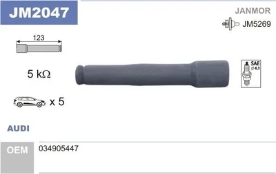 Produktbild von JANMOR Stecker Zündspule JM2047 für AUDI 80 Limousine (8C2, B4) 123mm
