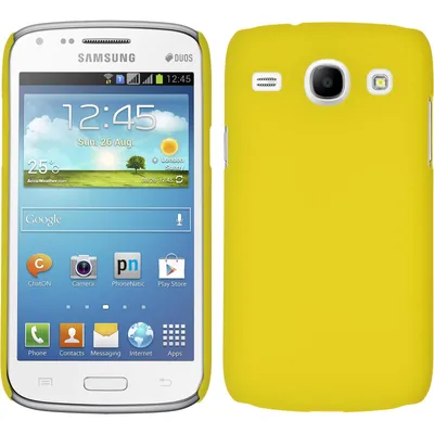 Produktbild von PhoneNatic Case kompatibel mit Samsung Galaxy Core - Hülle gelb gummiert Hard-case + 2 Schutzfolien