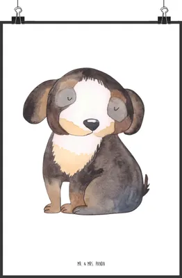 Produktbild von Mr. & Mrs. Panda Bild Hund Entspannen DIN A2 - Weiß - Geschenk, Plakat, wanddeko, drucke, Posterdruck, Hundeliebe, Süß, Entspannt, Sprüche, Wandbild, Liebe