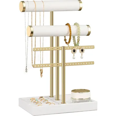Produktbild von Minicee Schmuckständer Weiß – Schmuckhalter für Ohrringe, Ketten & Armbänder