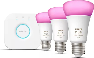 Image de Philips Hue White and Color ambiance Kit de démarrage : 3 ampoules connectées E27 (1100)