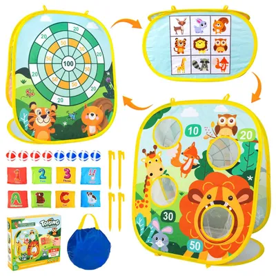 3-in-1 Wurfspiel für Kinder ab 3 Jahren – Cornhole, Darts & Tic Tac Toe