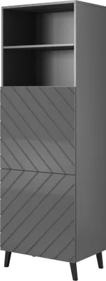 Produktbild von Furniture24 Hochschrank Abeto 60 Regalschrank Schrank Wohnzimmerschrank Graphite/Graphite Hochglanz