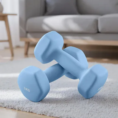 Produktbild von SONGMICS Hanteln, 2er Set, 2 x 3 kg, Hantelset, Kurzhanteln, Hexagon, Neopren-Beschichtung, Krafttraining, Workout, Fitnesstraining, für Zuhause