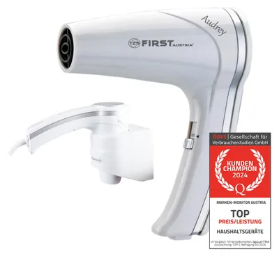 Produktbild von TZS First Austria Haartrockner mit Wandhalterung, 1200W, 2 Temperatureinstellungen, Kühlfunktion, 180cm Kabel, Thermosicherung, Weiss