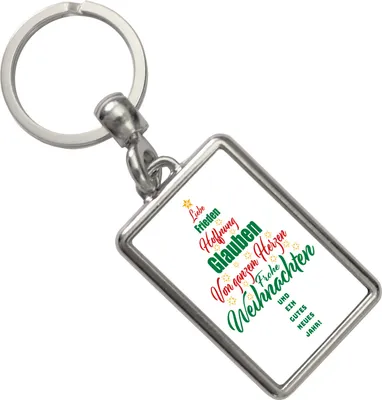 Produktbild von Christbaum Schlüsselanhänger mit Spruch Frohe Weihnachten von Herzen