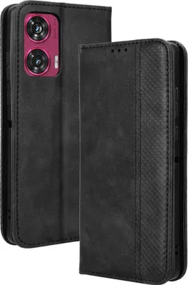 Produktbild von Motorola Edge 50 Fusion Hülle - Coverup Vintage Style Klapphülle - Schwarz