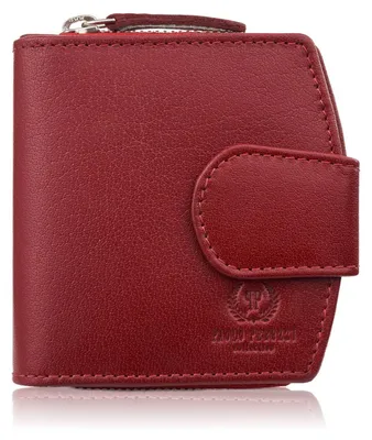 Produktbild von Paolo Peruzzi Damen Portemonnaie aus Echt Leder, mittelgroß, mit Druckknopf und Reißverschluss Rote