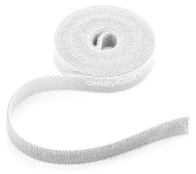 Produktbild von deleyCON 2m Klett Kabelbinder Klettbandrolle 10mm zuschneidbar - Weiß