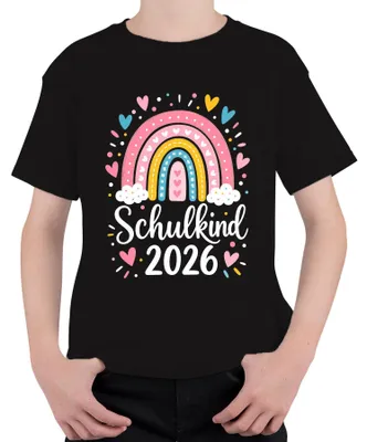 Immagine prodotto di Maglietta per bambini, tema "Prima elementare 2026", arcobaleno, per bambine, prima elementare, taglia 116, colore nero