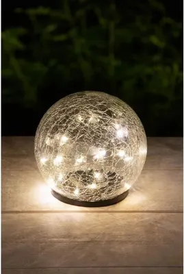 Obrázok produktu pre Solárna guľa, optika rozbitého skla, Ø 15 cm, 25 bielych LED diód