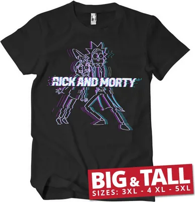 Produktbild von Rick And Morty Glitch Big & Tall T-Shirt - 5XL - Black