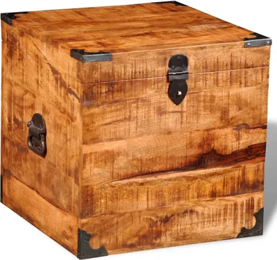 Immagine prodotto di The Living Store Cassapanca quadrata in legno di mango grezzo