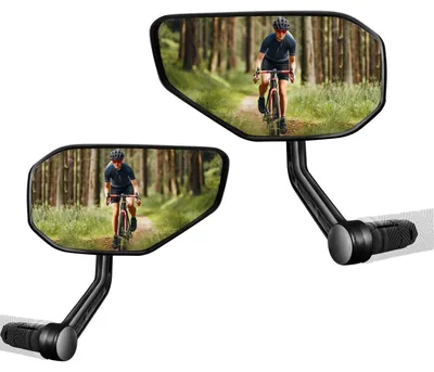 Image de Miroirs de vélo, lot de 2, rétroviseurs pour guidon, adaptés aux vélos électriques et aux VTT, avec lentille en verre de 15-20 mm, pivotables à 300°, paire