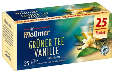 Zdjęcie produktu dla Meßmer zielona herbata aromatyzowana wanilia 25 torebek 43g