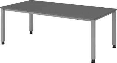 Produktbild von bümö Schreibtisch Serie-Q - Gestell: Silber, Nachbildung: Graphit, Größe:  200 x 100 cm