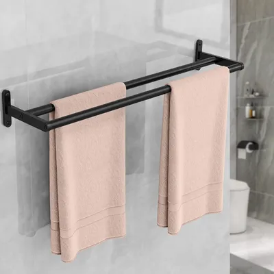 Produktbild von Doppeltes Handtuchhalter 60CM Edelstahl schwarz Wandmontage
