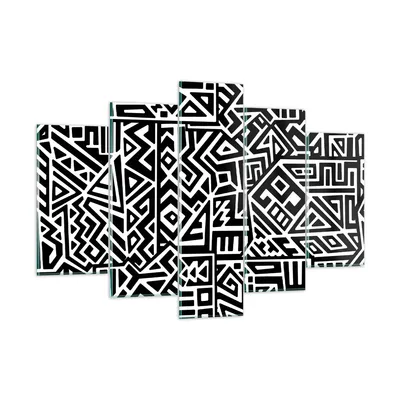 Produktbild von Bilder auf glas - 5 Teile - Op-Art. Schwarz Weiß - 150x100cm - Glasbilder - Wandbilder - Bilder - zum Aufhängen bereit - Wanddekoration aus Glas - Glas Bilder - Wandbild auf Glas - GEA150x100-4885