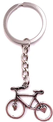 Produktbild von Onwomania Schlüsselanhänger Fahrrad mit Herz Narben Silber Metall Anhänger Charm
