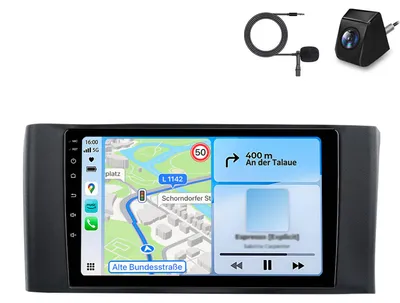 Zdjęcie produktu dla Radio samochodowe z kamerą i mikrofonem do Smart Fortwo 451 (2010–2015) – bezprzewodowe CarPlay i Android Auto, 4G, Wi-Fi, nawigacja GPS, 8-rdzeniowy procesor, RDS, DSP, DAB+, Bluetooth, ekran 9 cali, 4+64 GB