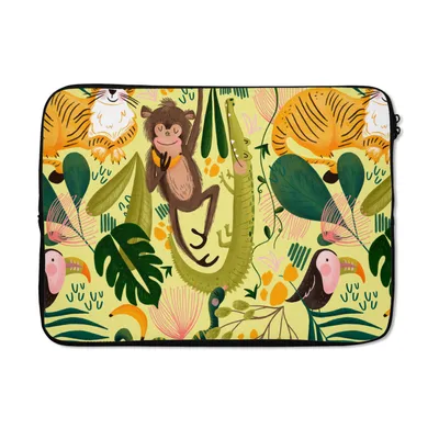 Produktbild von MuchoWow® Laptop Hülle 13 Zoll Tiere - Dschungel - Gelb Laptoptasche - Laptophülle - Sleeve - Rundumschutz