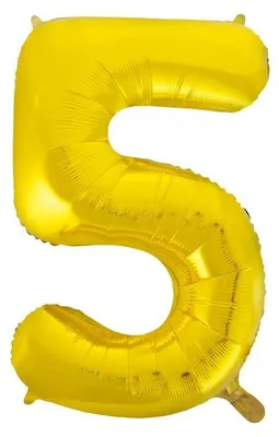 Image de Ballon en aluminium chiffre 5 doré