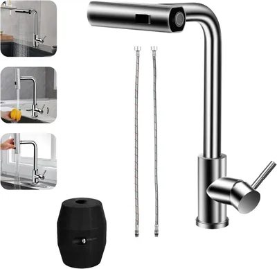Obrázek produktu pro Kuchyňská baterie s výsuvnou sprchovou hadicí, nerezová ocel, pro kuchyň