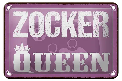 Produktbild von Blechschild Spruch 18x12cm Zocker Queen Gamer Dekoration