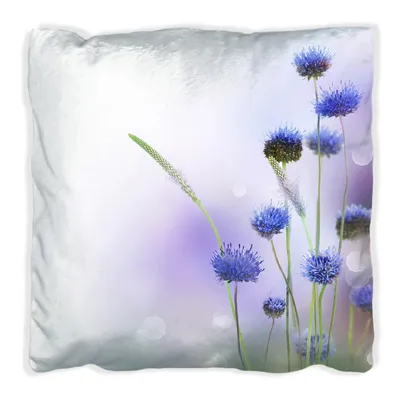 Produktbild von Wallario Premium Kissen, weiche Oberfläche, mit Motiv Abstrakte lila Blume, Größe: 60 x 60 cm, mit weißer Rückseite