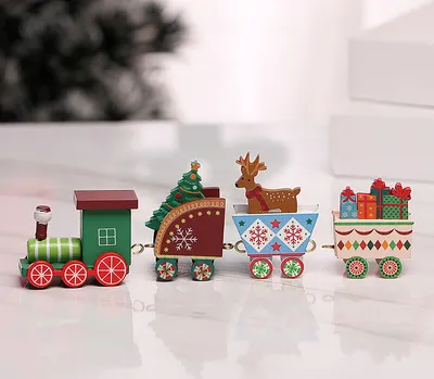 Produktbild von Mini Zug Dekor Holz Weihnachtszug mit Schneemann Kinder Geschenk DIY Spielzeug Home Tabletop Dekoration, Farbe