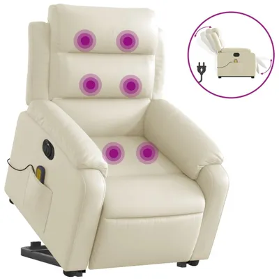 Produktbild von vidaXL Massagesessel mit Aufstehhilfe Elektrisch Creme Kunstleder
