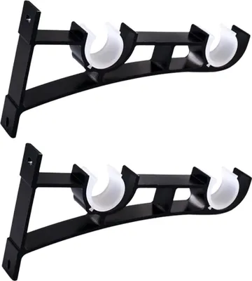 Immagine prodotto di Porta bastoni per tende doppio - nero - Set di 2 - Lega di alluminio