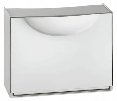 Image de Meuble à chaussures modulaire blanc et gris avec porte battante, pouvant contenir 3 paires, dimensions : 51 x 39 x 19 cm