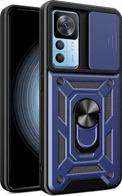 Produktbild von Xiaomi 12T Pro Hülle mit Ring Ständer Halter Dia Kameraschutz TPU PC Schutzhülle für Xiaomi 12T / 12T Pro / Redmi K50 Ultra Blau