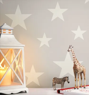 Produktbild von NEWROOM Tapete Grau Vliestapete Sterne - Kinderzimmer Kinder Weiß    Babytapete  Babyzimmer