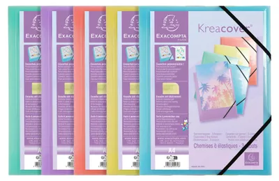 Produktbild von Exacompta 25x Sammelmappe A4 + Gummizug 3 Klappen PP sortiert 55279E