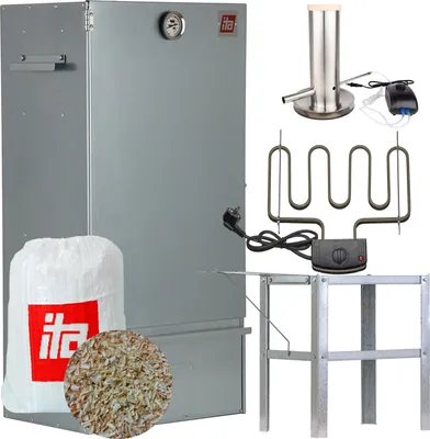 Produktbild von ITA Räucherofen 7005 - Premium Räucherschrank aus Edelstahl mit 3 Etagen 81 cm - Qualität  EU - Smoker- Direkt vom Hersteller