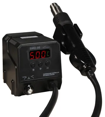 Produktbild von SMD Heißluft-Lötstation McPower "SMD-98", 300W, 100-500°C, inkl. 3 Aufsätzen