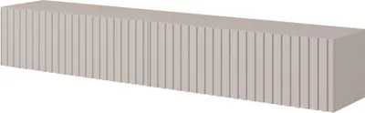 A product shot of a long, rectangular TV stand with a fluted front.