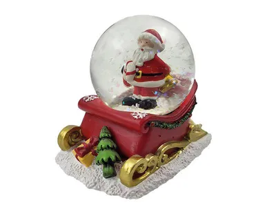 Produktbild von Schneekugel Weihnachtsmann, 8 cm, Glitzerkugeln Schneekugeln Glitzerkugel Schlitten