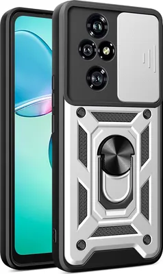 Produktbild von Hülle für Honor 200 Pro Magnetische Ring Ständer Halter Dia Kameraschutz TPU Bumper Silikon Schutzhülle Silber