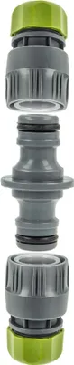 Produktbild von Hydro-Fit Schlauchverbinder-Set mit Wasserstopp, für Schlauch 1/2 Zoll (Ø 12 mm) PVC-U Grau/Grün