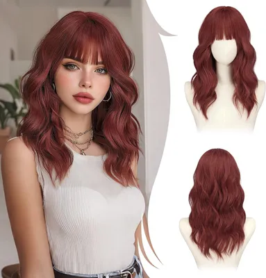 Obrázok produktu pre Parochňa 20 palcov, syntetická, medenočervená, dlhá vlnitá tepelne odolná, pre cosplay