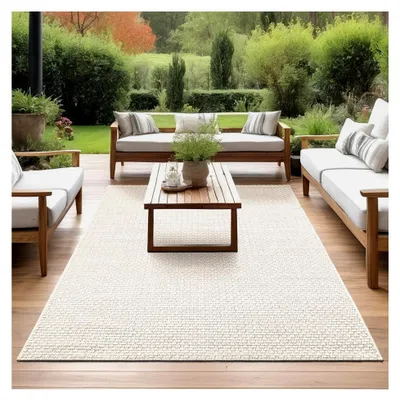 Produktbild von Maldives – Strapazierfähiger Teppich im Boho- und Vintage-Stil, weich und pflegeleicht, geeignet für Wohnzimmer, Schlafzimmer und Flur – auch für Balkon oder Terrasse, Beige, 140 x 200 cm