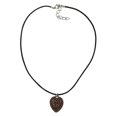 Produktbild von Kette Kunststoffperle Ritterherz altkupferfarben Kordel schwarz 45cm schwarz 20x18mm
