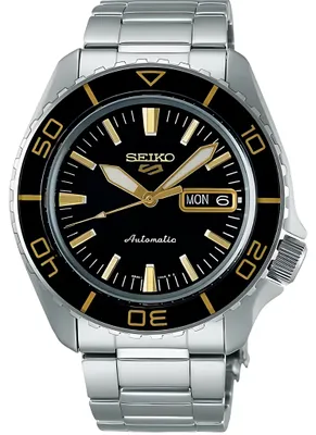 Produktbild von Seiko 5 Sports Automatik Schwarz Gold Edelstahl SRPK99K1