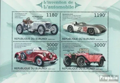 Produktbild von Briefmarken Burundi 2012 Mi 2888-2891 Kleinbogen (kompl.Ausg.) postfrisch Historische Personenkraftfahrzeuge